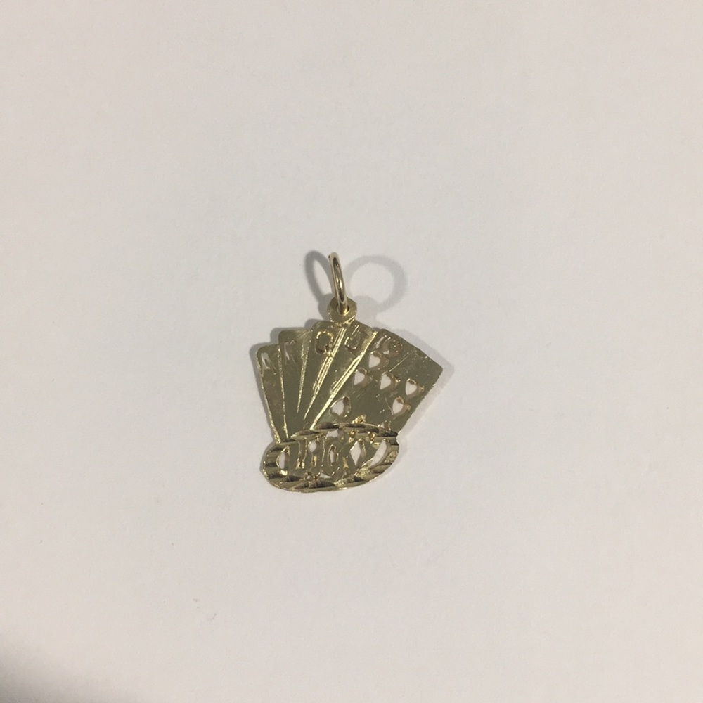 14k Yellow Gold Poker Straight Flush Lucky Charm